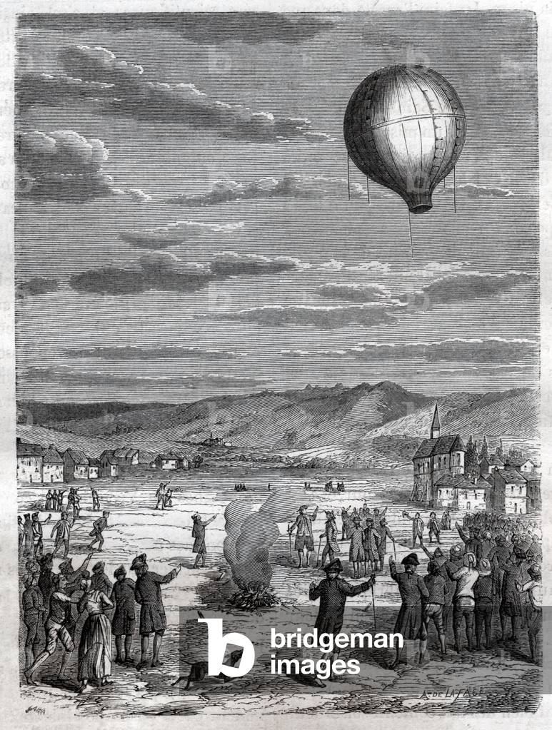 Les freres Montgolfier. Montgolfier brothers.