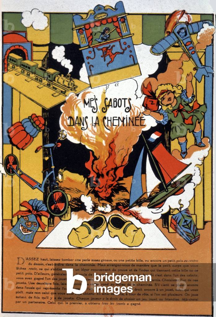 Clogs in the fireplace, 1930 (illustration)