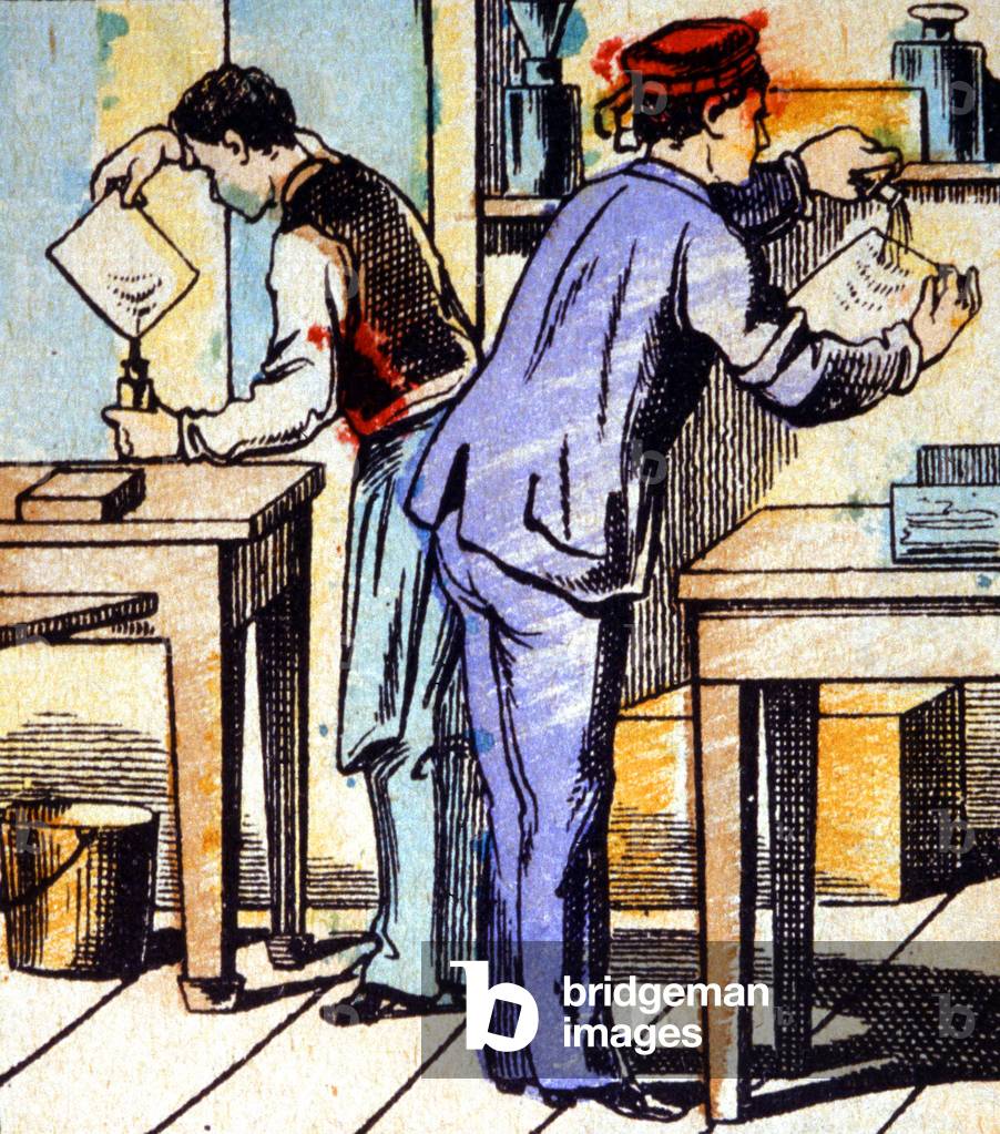 Discovery of the collodion process by Legay, 1880 (illustration)
