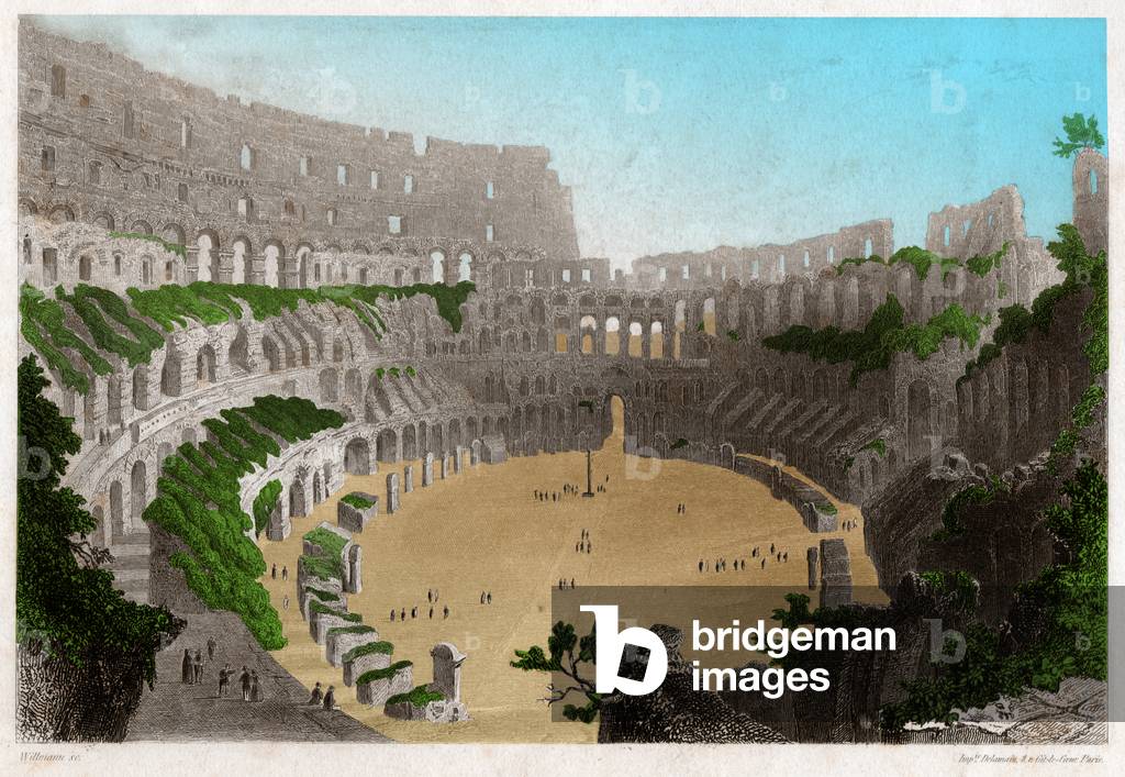 The Colisee has Rome. Coliseum in Rome. (engraving, ca. 1840)
