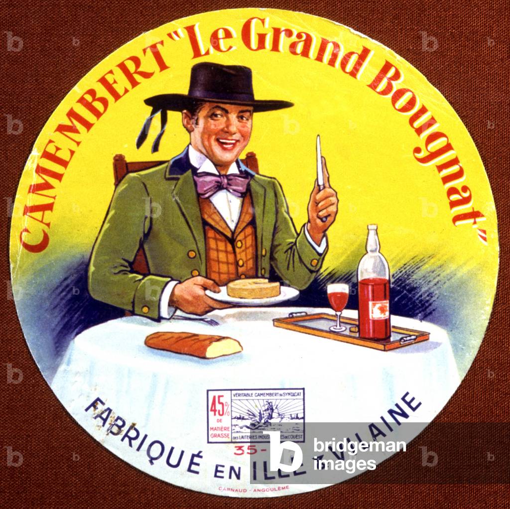 The great bougnat, cheese label, c.1950 (illustration)