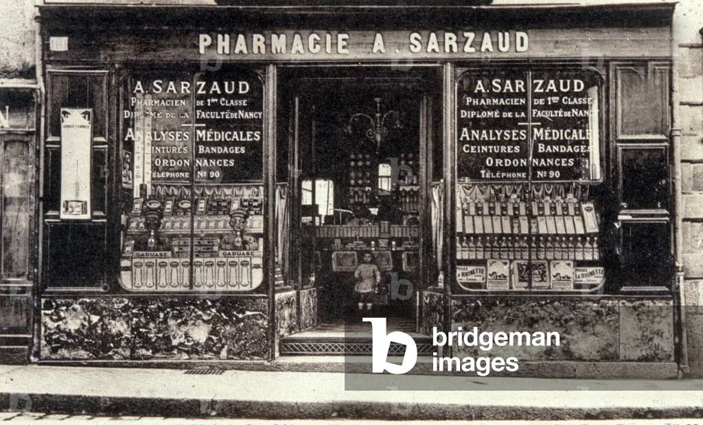 Pharmacy in Rennes, c.1900 (b/w photo)