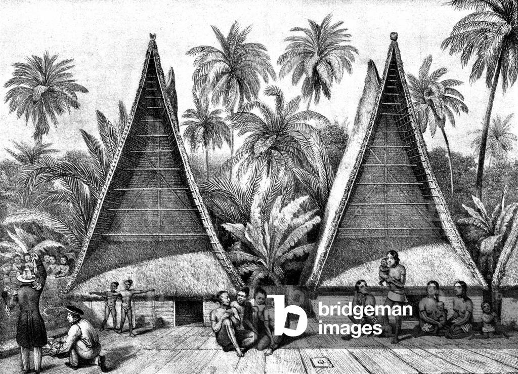 People of Caroline Islands, c.1850 (engraving)