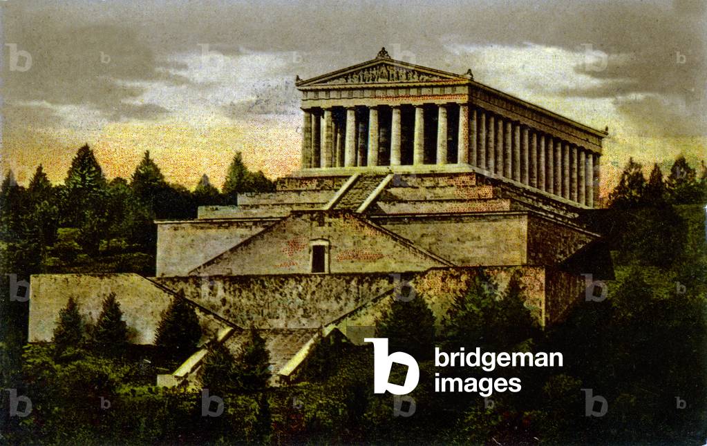 Geography. Germany. The Walhalla temple in Regensburg. Postcard, Germany, c.1900 (postcard)