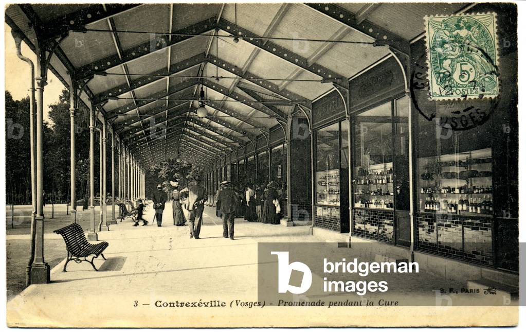 Geography. France. Contrexeville, walk. Postcard, France, 1907.