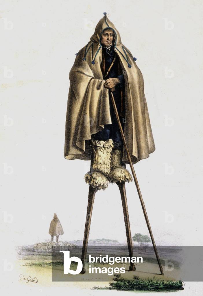 Shepherd in the Landes, c.1840 (lithograph)