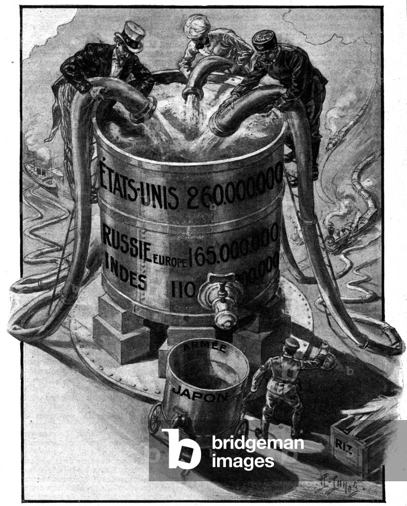 The great wheat producers: USA,Russia and India, 1909 (illustration)