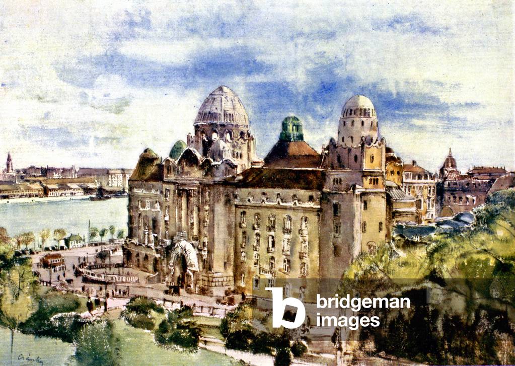 Budapest, the baths and Gellert hotel, c.1930 (illustration)