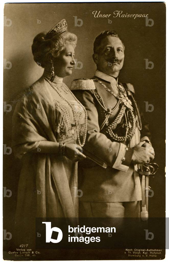 History. Germany. The german emperor Wilhelm II and his wife Augusta Viktoria of Schleswig Holstein. Photo, Germany, c.1900.