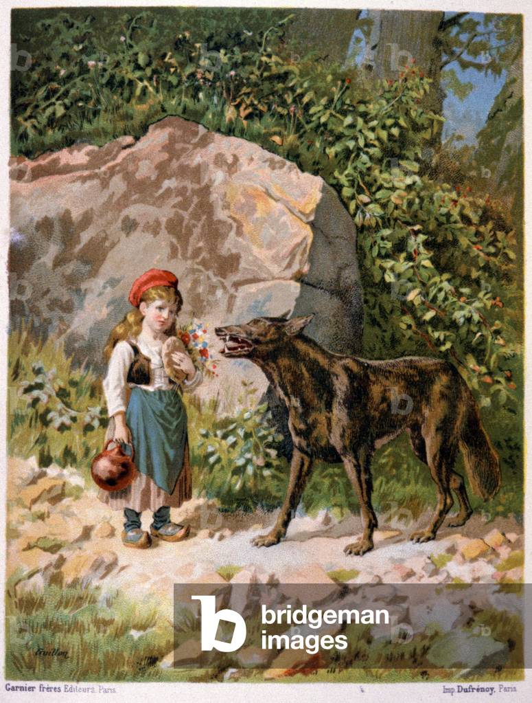 Little red hood and the wolf, late 19th century (illustration)