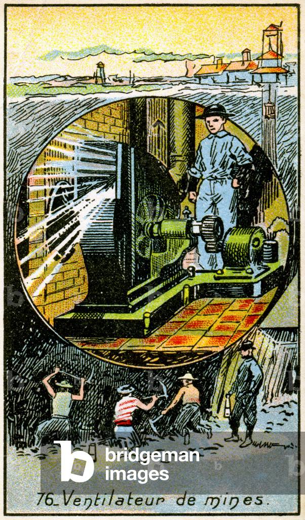 Science. Energy. Fan in a mine. Imagery from a series on the Wonder of Electricity, France, c.1910.