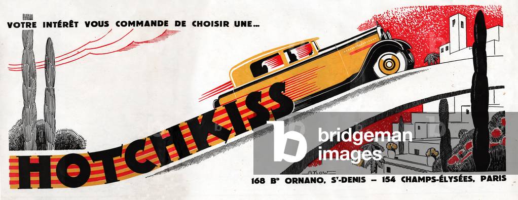 Hotchkiss cars. (engraving, circa 1930)