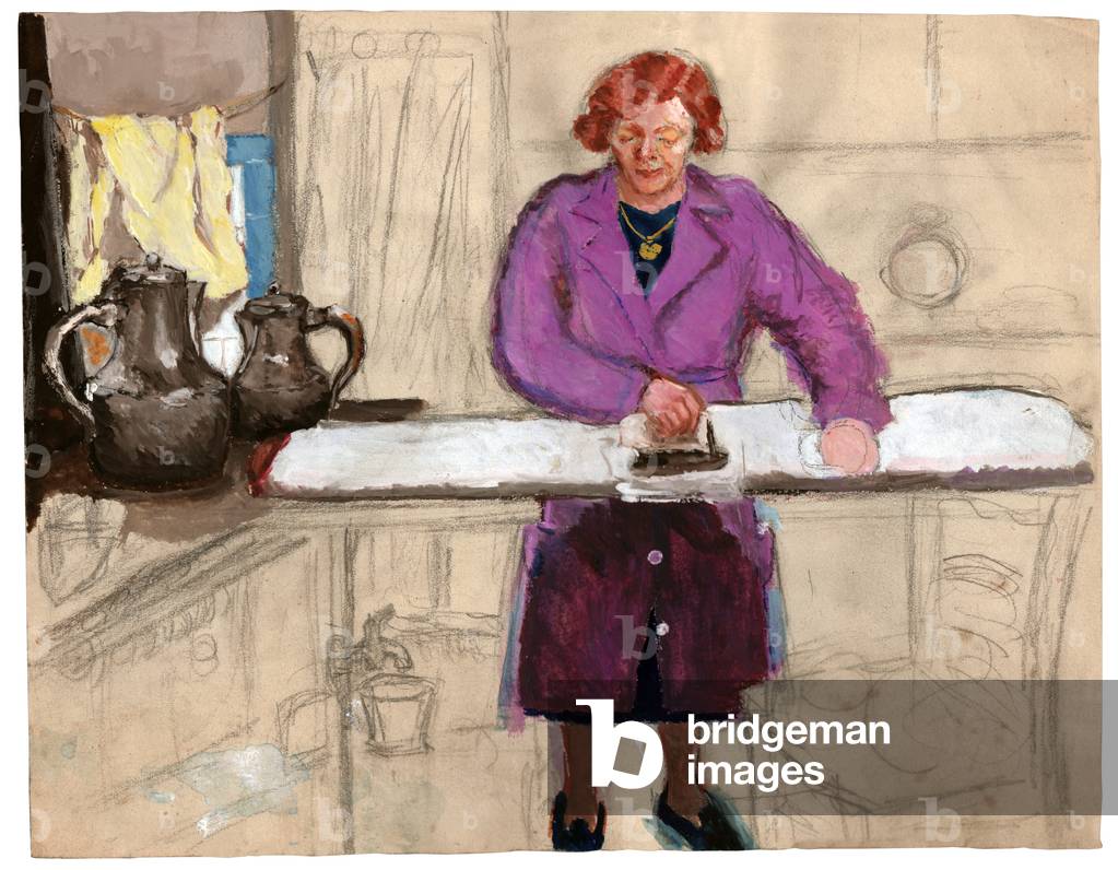 Ironing the linen, ca 1930