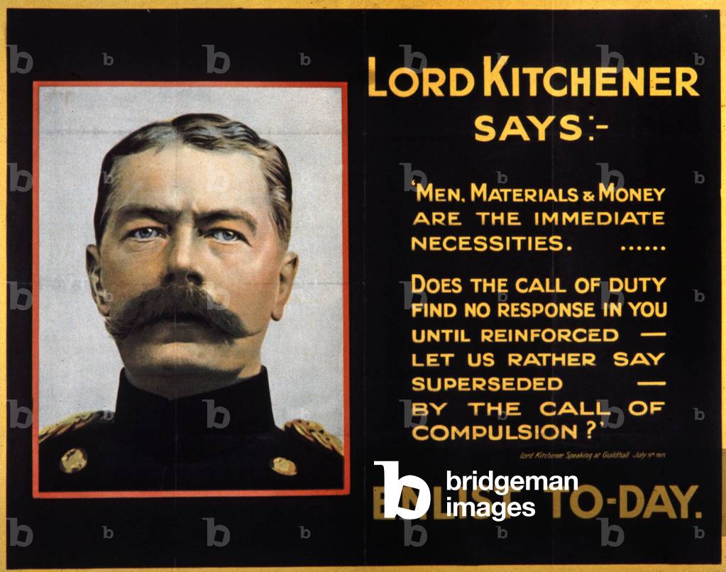 WW1: Lord Kitchener, enlist today, 1915-17 (poster)