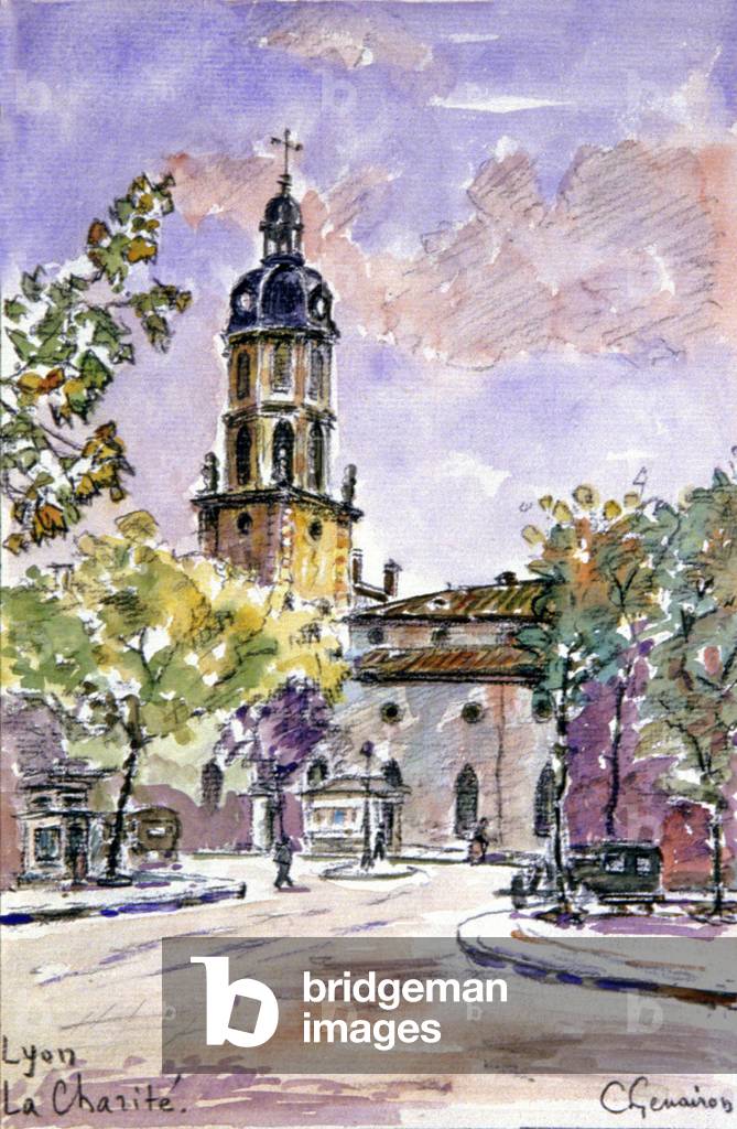 Charite hospital in Lyon, 1900-1950 (watercolour)