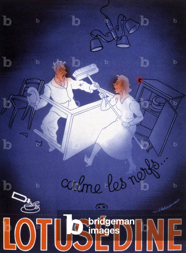 Domestic scene (Lotuseding calmant advertisement), c.1940 (illustration)