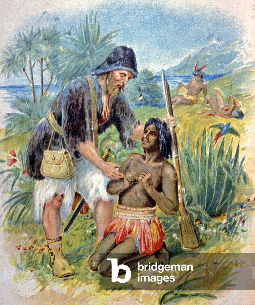 Robinson Crusoe Meeting Friday, c.1930-1940 (print)