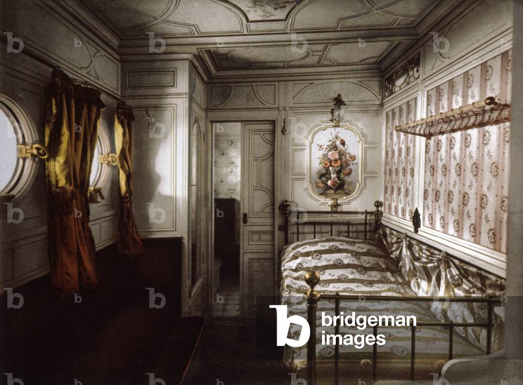 First class cabin on a german Ocean Liner, c.1890 (litho)