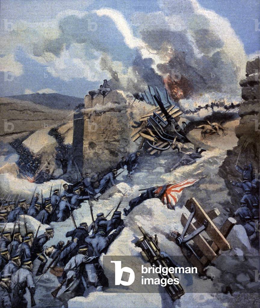 Japanese Russo War: Fall of Port Arthur, 1905 (illustration)