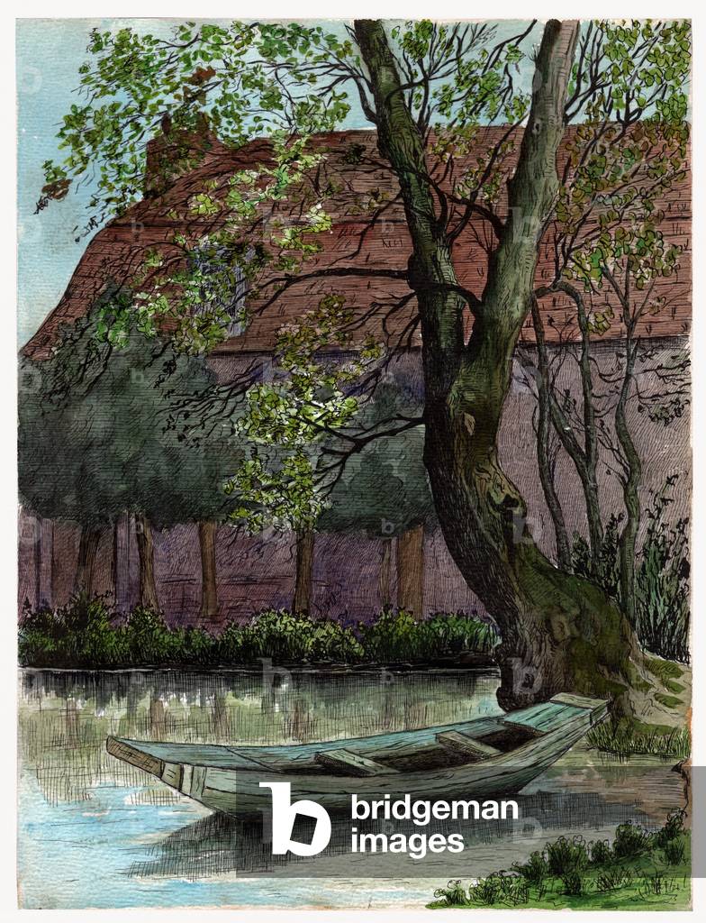 Pond with a boat, ca 1930