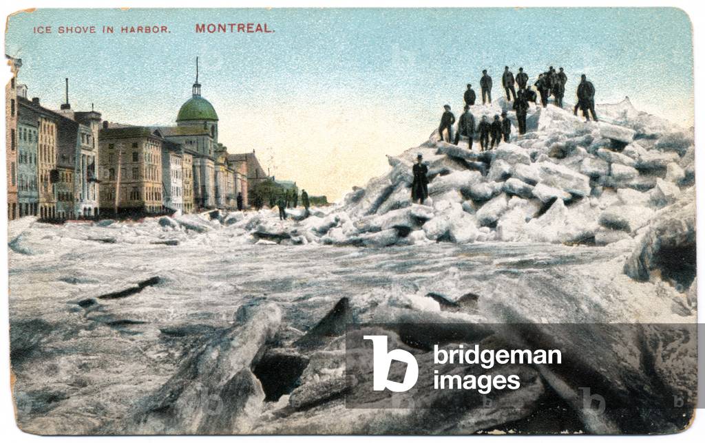 Geography. Canada. Montreal, ice shove in harbor. Postcard, Canada, c.1920 (postcard)
