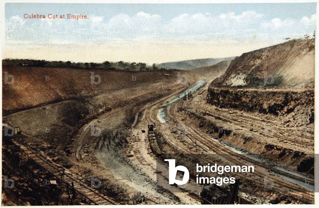 Geography. Panama. Panama Canal, Culebra Cut at Empire. Postcard, USA, c.1920 (postcard)