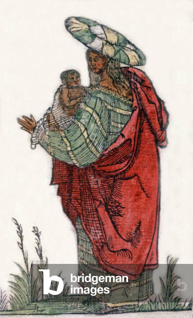 A gypsy with her child, 1572 (wood engraving)