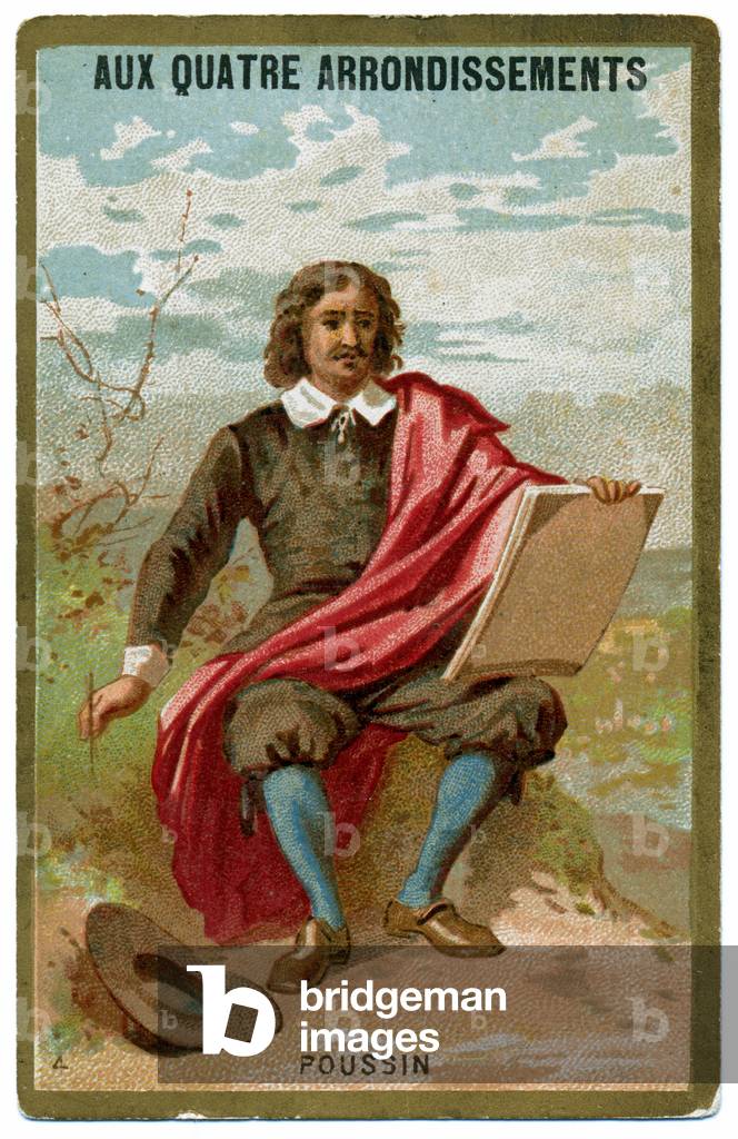 Art. French painter Nicolas Poussin. Imagery from the Parisian Department Store: Aux Quatre Arrondissements, France, c.1900 (postcard)