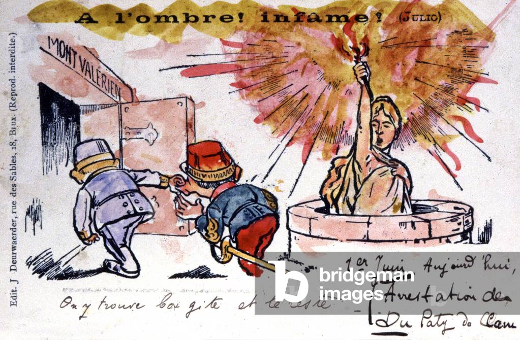 Dreyfus affair: The colonel Henry jailed in Mont Valerien, 1898 (postcard)