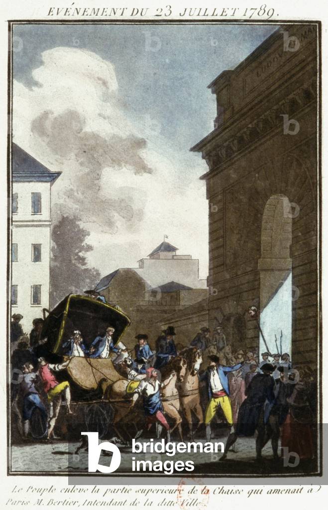 The Parisian people prevent the flight from the cadastre and bertier de Sauvigny, 1789 (engraving)