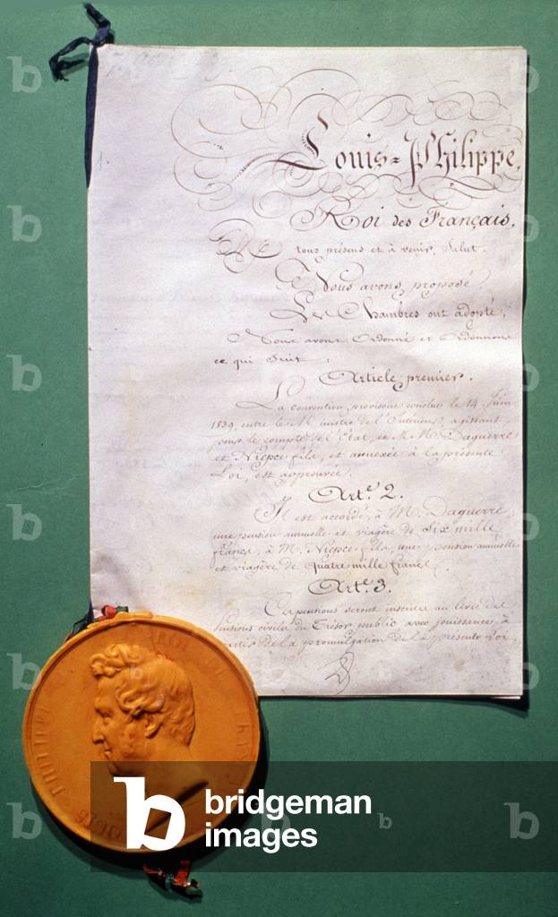 Photography act (on Daguerre's invention), 1839 (photo)