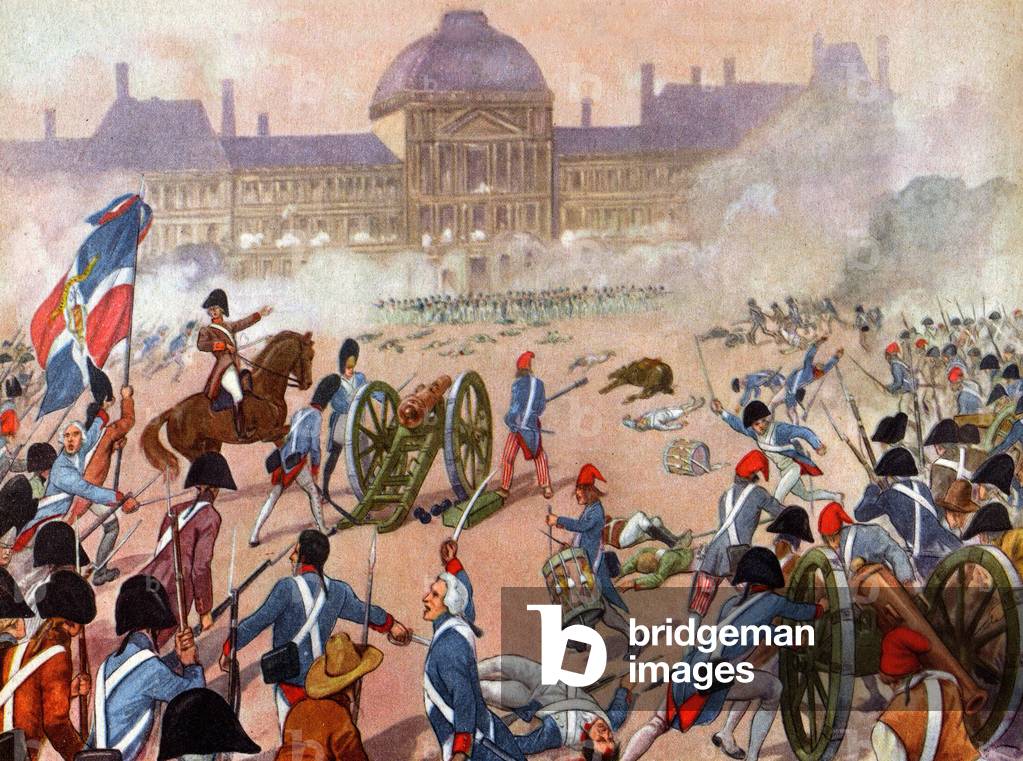 Revolutionary troops are taking Tuileries royal palace, c.1948 (illustration)
