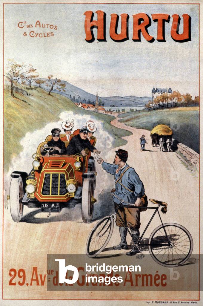 Hurtu, advertising for a car and bicycle company, early 20th century (illustration)
