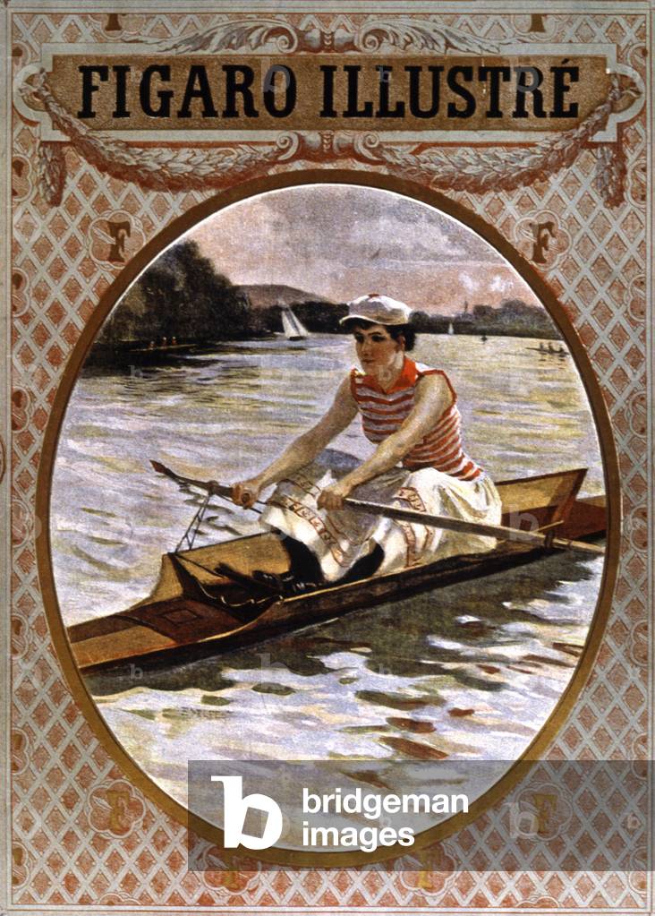Woman rowing, 1890 (print)
