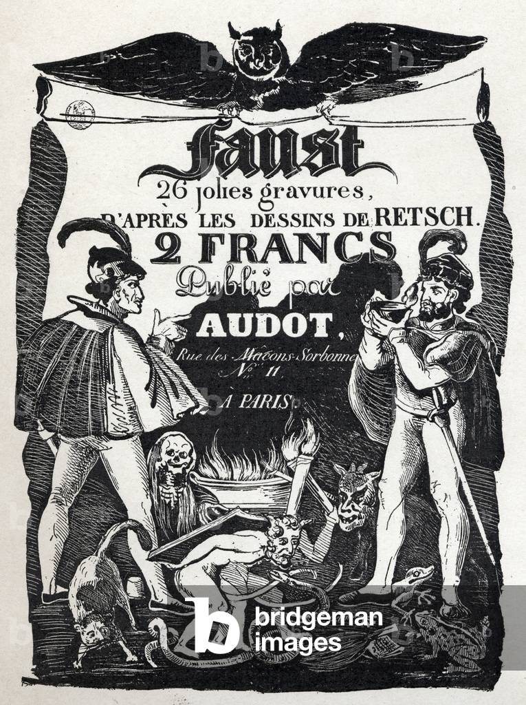 Literature. Faust and the Devil. Poster for a french edition, France, 1828 (poster)