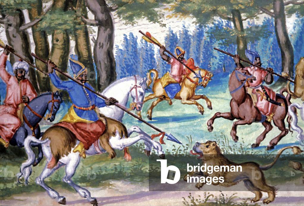 Lion Hunt in the Ottoman Empire, c.1601-1630 (watercolour)