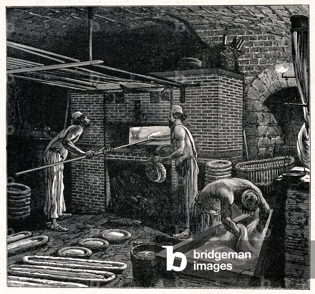 Food and Beverage. A bakery. (engraving)
