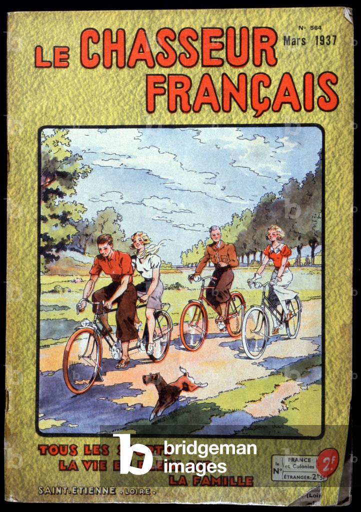 Couple bike-ridding, 1937 (print)