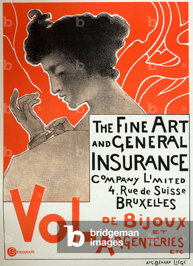 Economy. Fine Art and General Insurance. Poster by Emile Berchmans, Belgium, c.1890 (poster)