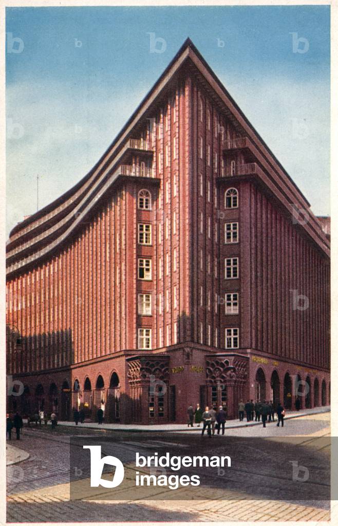 Geography. Germany. Chilehaus in Hamburg by Fritz Hoger. Postcard, Germany, c.1930 (postcard)