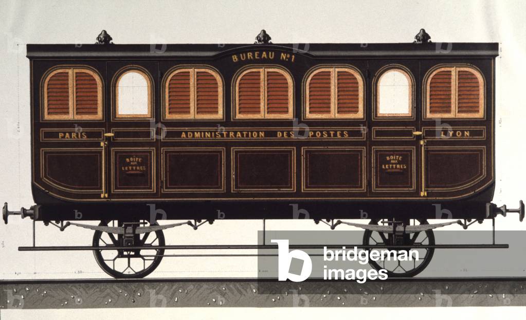 Postal cart, circa 1850 (engraving)