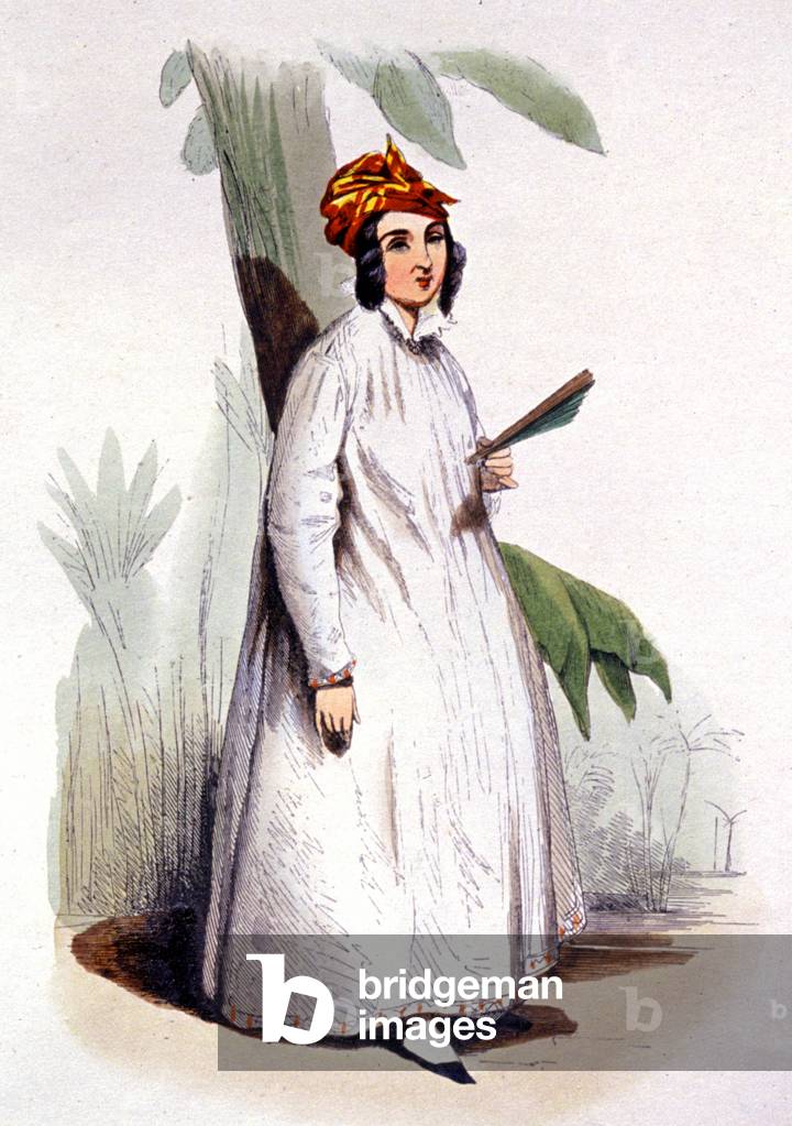 The creole woman, French Antilles, c.1850 (engraving)