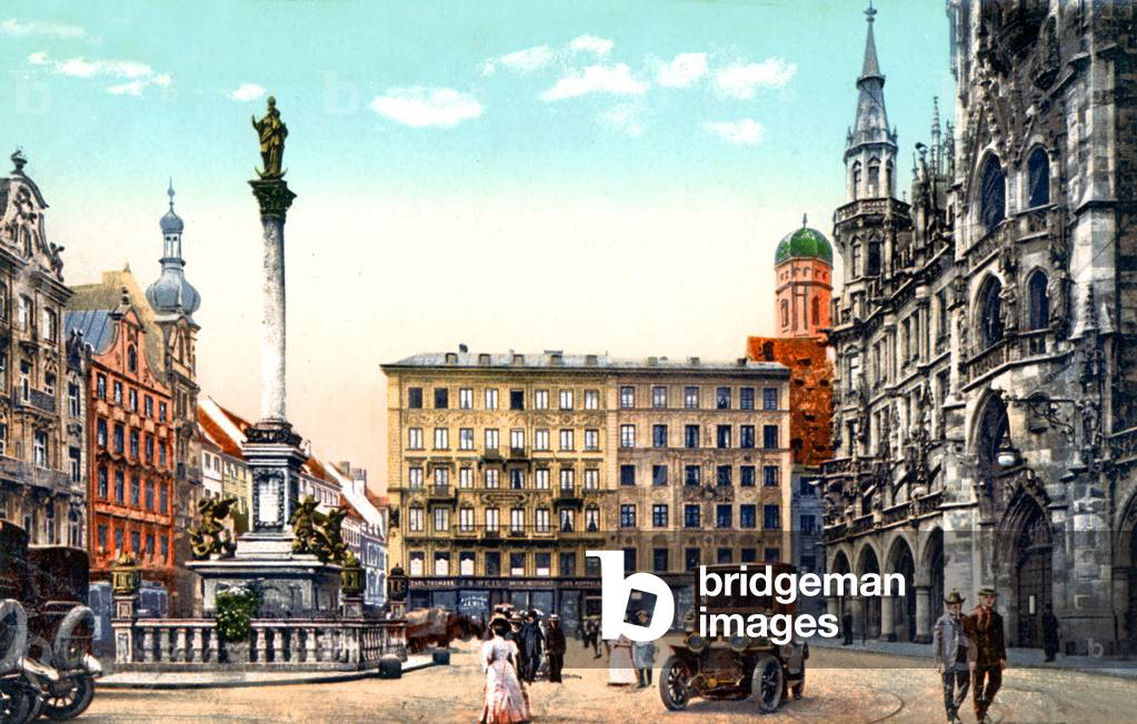 The Marienplatz in Munich, postcard c. 1900