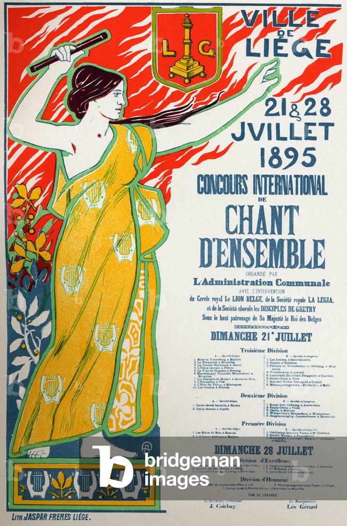 Music. Singing contest in Liege. Art Nouveau poster by Auguste Donnay, Belgium, 1895 (poster)
