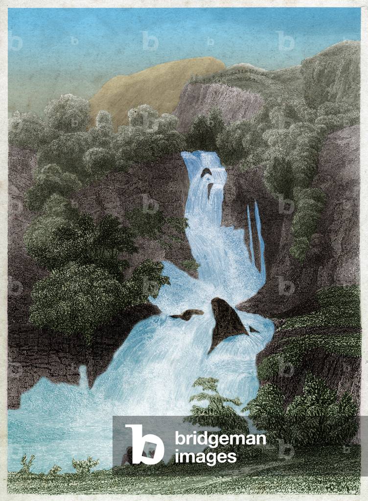 Reichenbach Falls. (engraving, ca. 1850)