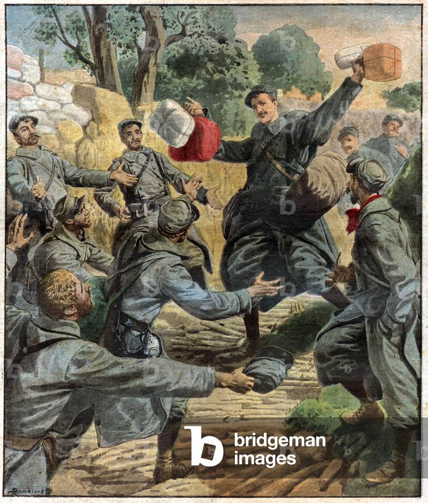 Soldier back from leave, 1915 (print)