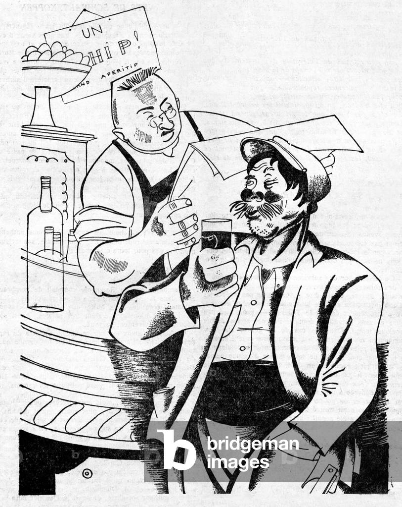 Customer in a Parisian bistro, 1930 (illustration)