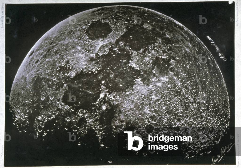 First Quarter Moon, 1865 (b/w photo)