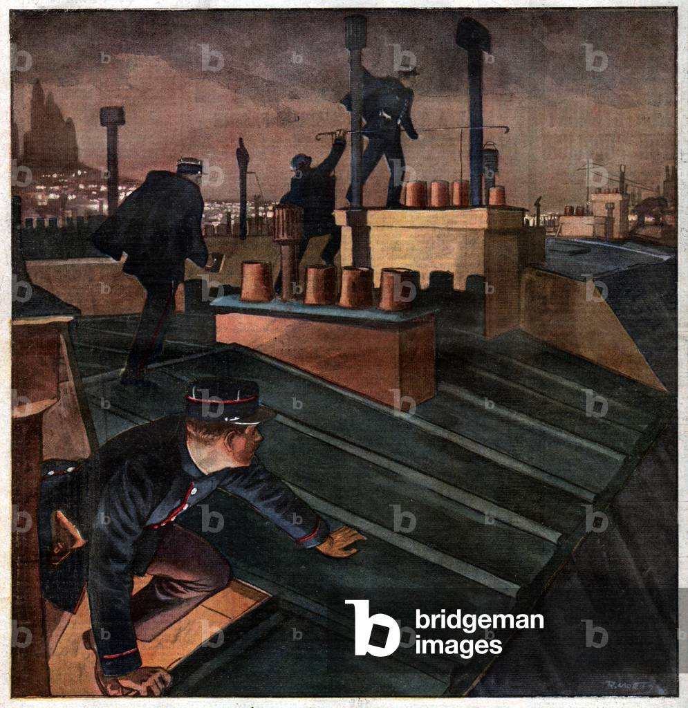 Pursuit on Paris' roofs, 1924 (print)