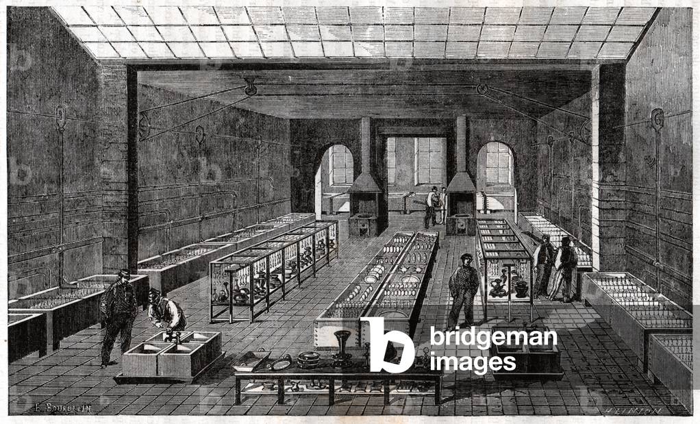 Ouvriers dans l'orfevrerie. Workers in silversmithery.